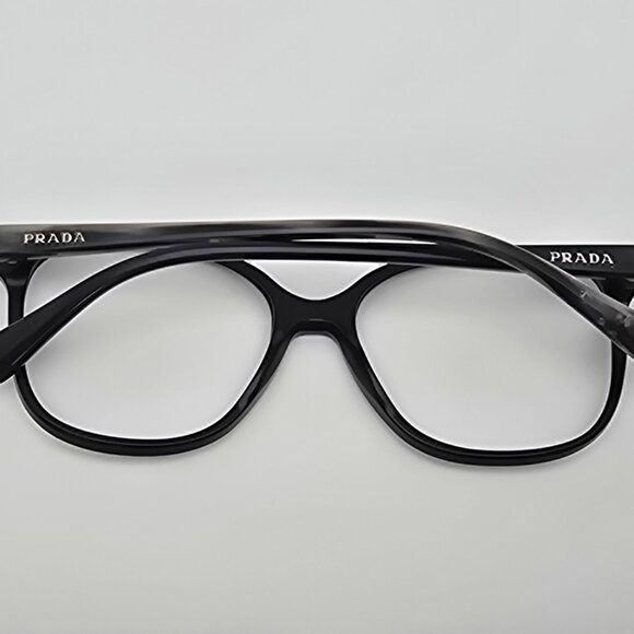 Prada SPR 01O 307-5S0 Black Grey Stripe Cat Eye Sunglasses Frame Italy 55-17-140 - Picture 11 of 14